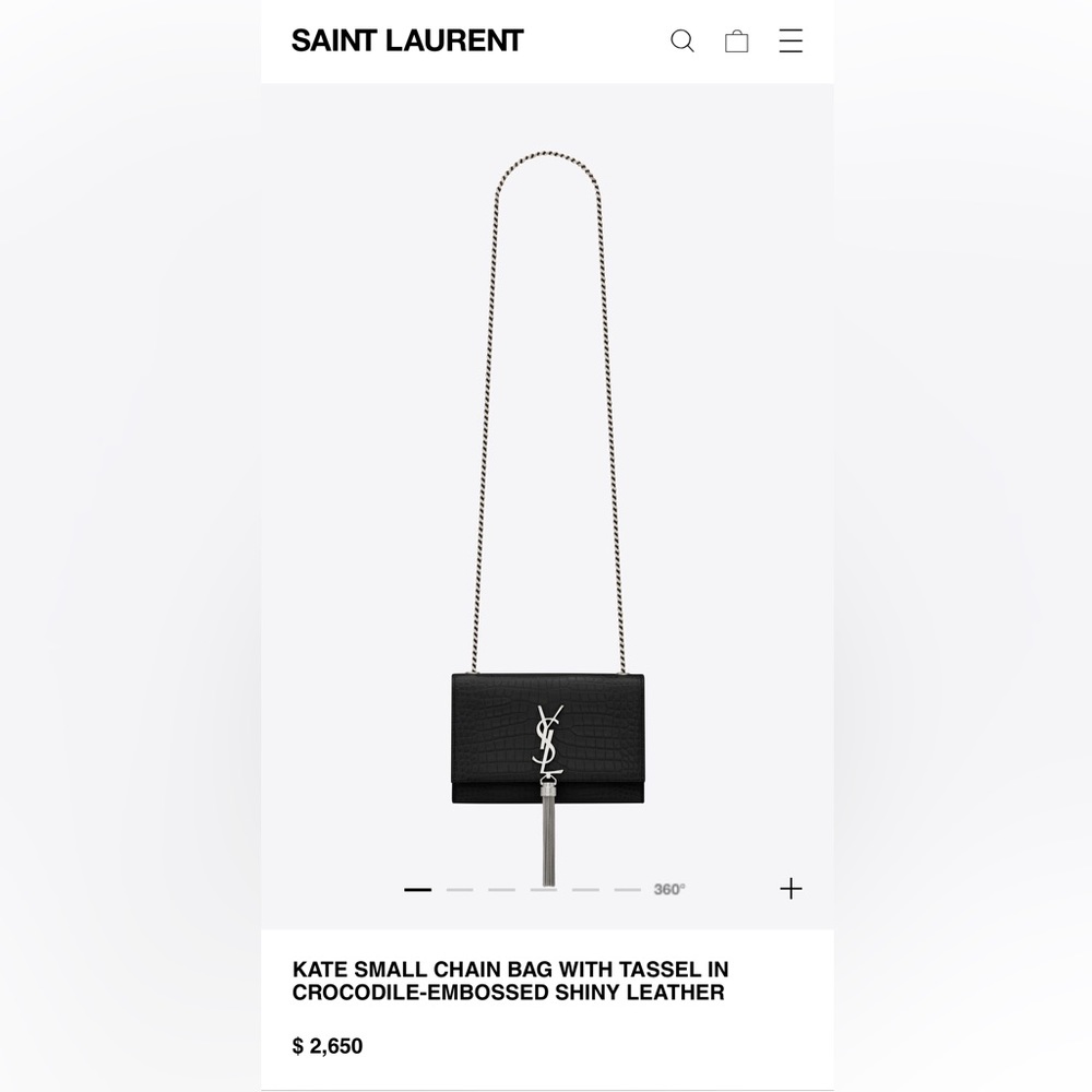 SOLD TO STORE 5A Saint Laurent YSL 100% AUTH Kate Chain Bag In Croc-Embossed